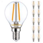 Confezione Multipack 10x Noxion Lucent LED E14 Sferica Filamento Chiara 2.5W 250lm - 827 Bianco Molto Caldo | Sostitua 25W