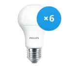 Confezione Multipack 6x Philips MASTER Value LEDbulb E27 Pera Ghiaccio 7.8W 1055lm - 927 Bianco Molto Caldo | Miglior resa cromatica - Dimmerabile - Sostitutiva 75W