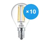 Confezione Multipack 10x Philips Corepro LEDluster E14 Sferica Filamento Chiara 4.3W 470lm - 827 Bianco Molto Caldo | Sostitutiva 40W