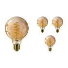 Confezione Multipack 4x Philips Classic LEDglobe E27 Filamento Ambra 95mm 4W 250lm - 820 Bianco Molto Caldo | Dimmerabile - Sostitutiva 40W